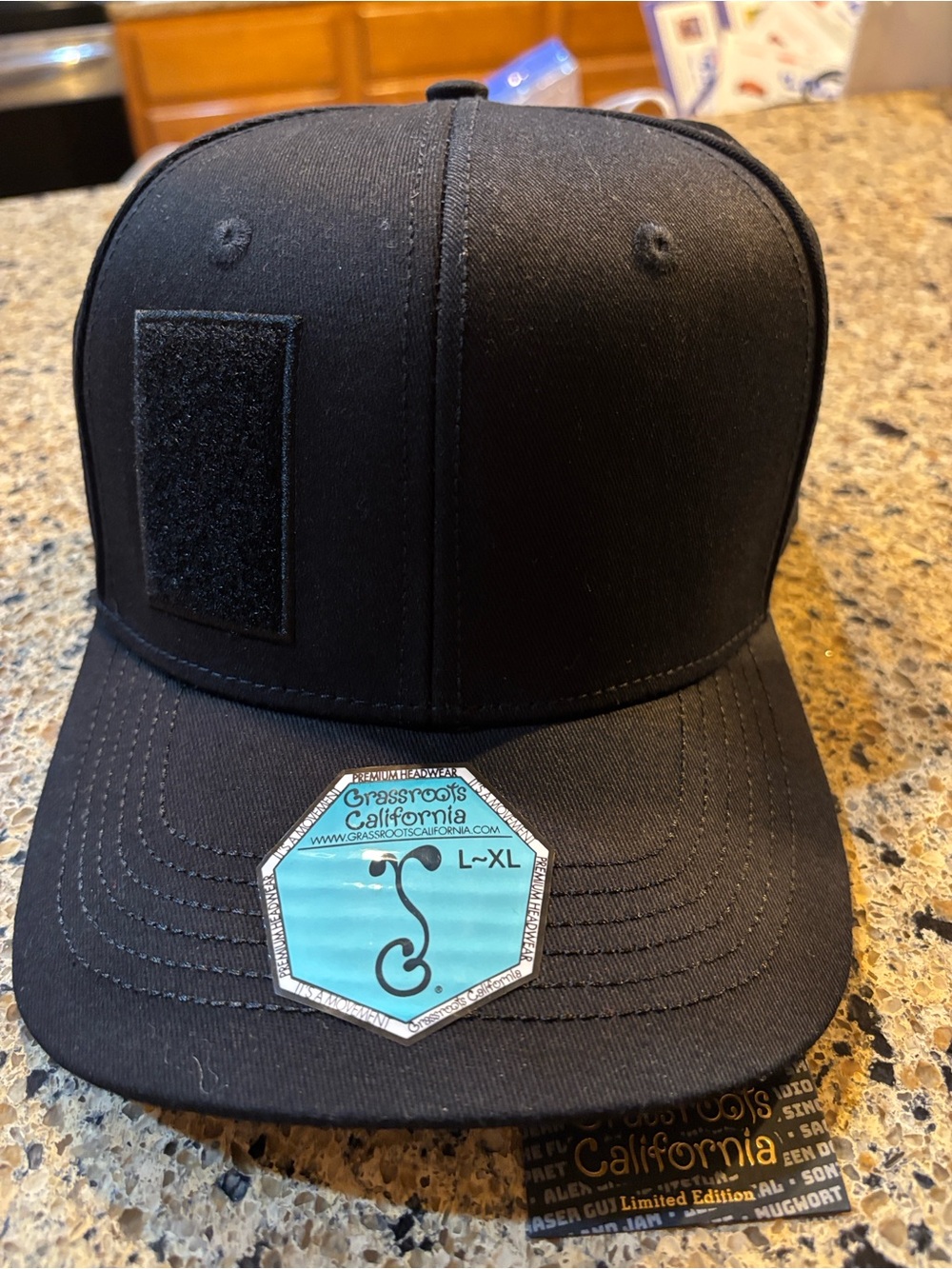 Grassroots California Limited Edition Black Men's Patch Cap - L/XL